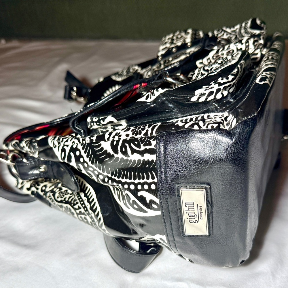 Gigi Hill black and white Paisley Back-Pack Tote - Picture 8 of 11